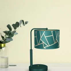 Sklep Kaja Stylowa, zielona lampa stołowa z abażurem MLP7581 z serii ZIGGY | Kaja Oświetlen* Lampki Stołowe Z Abażurem|Tradycyjne Lampki Stołowe