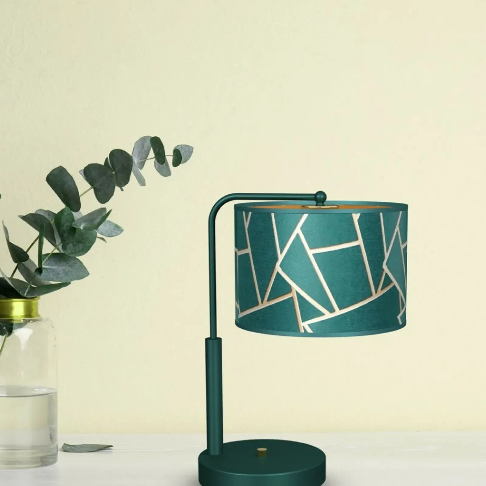 Sklep Kaja Stylowa, zielona lampa stołowa z abażurem MLP7581 z serii ZIGGY | Kaja Oświetlen* Lampki Stołowe Z Abażurem|Tradycyjne Lampki Stołowe