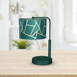 Sklep Kaja Stylowa, zielona lampa stołowa z abażurem MLP7581 z serii ZIGGY | Kaja Oświetlen* Lampki Stołowe Z Abażurem|Tradycyjne Lampki Stołowe