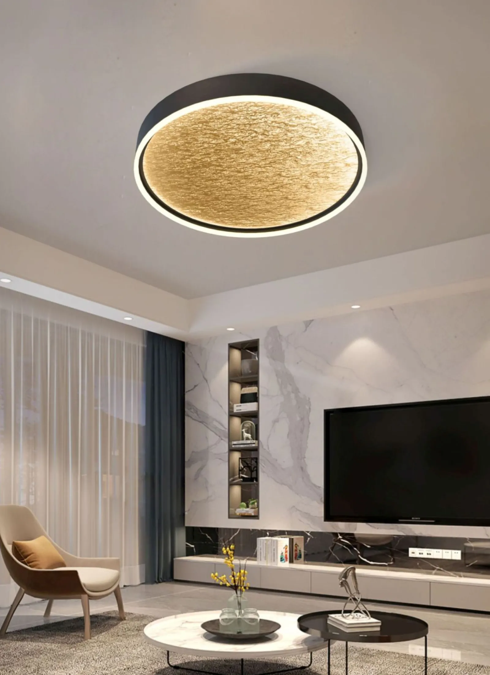 Sklep Kaja Stylowy plafon LED, złote wnętrze WF 9002-104L BORDEAUX | Kaja* Plafony Nowoczesne|Lampy Led