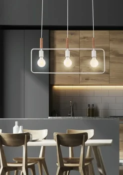 Sklep Kaja Subtelna, biała lampa wisząca z drewnem 33-73532 z serii FRAME | Kaja czarny Best Sale