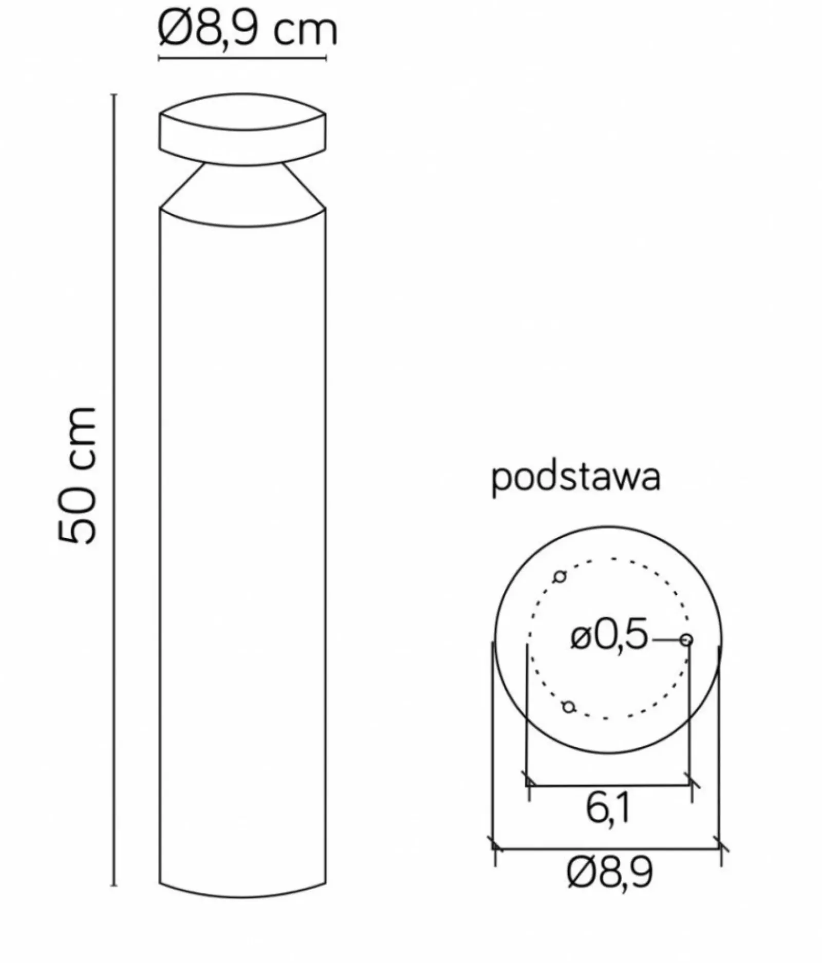 Sklep Kaja Słupek ogrodowy, ledowe oświetlenie, moc 6W DL-500 z serii DELTA | Kaja Oświetle* Lampy Ogrodowe Stojące