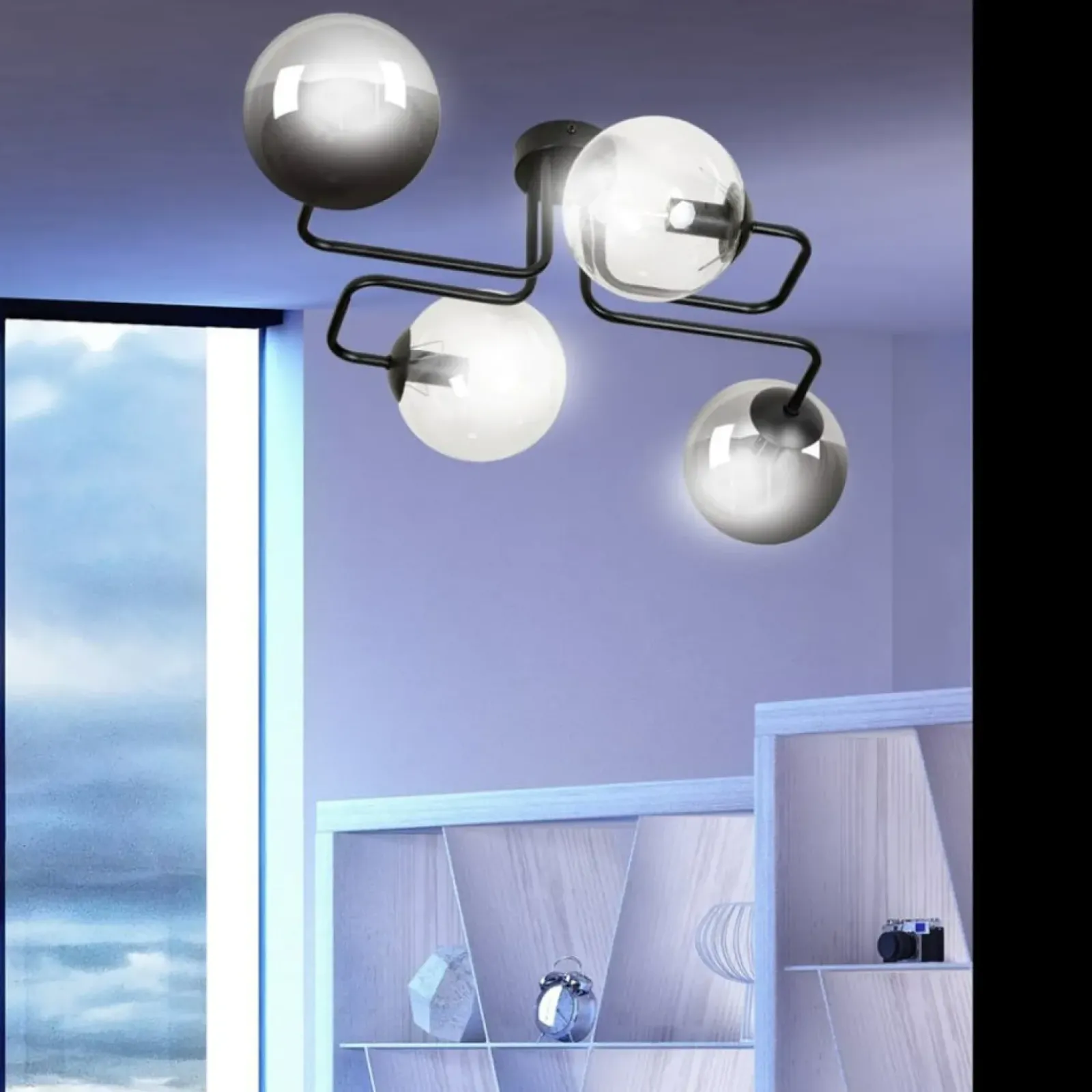 Sklep Kaja Symetryczna czarna lampa sufitowa z kloszami 843/4M3 | Kaja Best