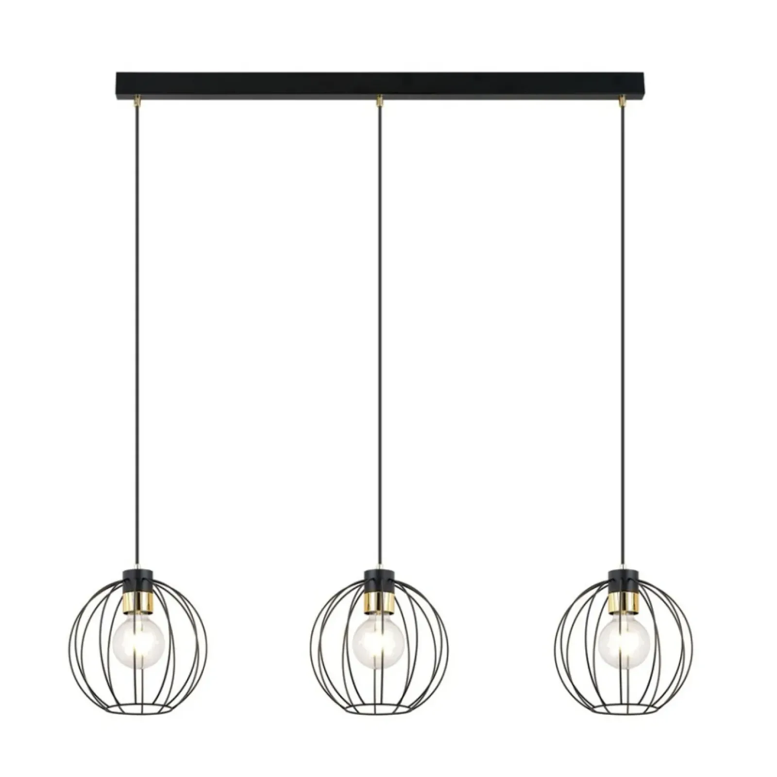 Sklep Kaja Symetryczna lampa wisząca na listwie czarno-złota 1222/3 z serii GINO Outlet