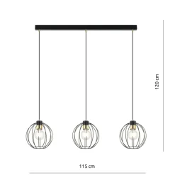 Sklep Kaja Symetryczna lampa wisząca na listwie czarno-złota 1222/3 z serii GINO Outlet