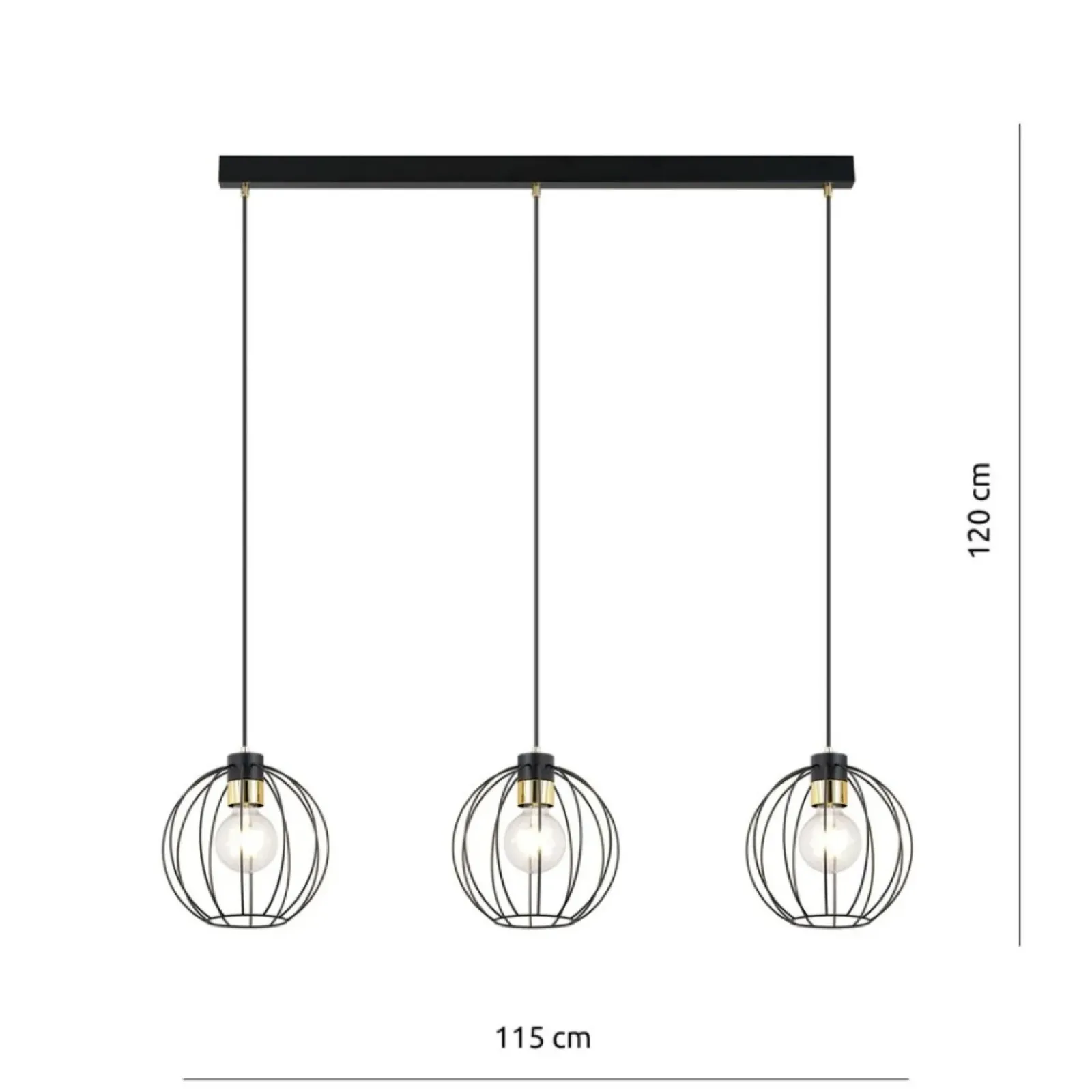 Sklep Kaja Symetryczna lampa wisząca na listwie czarno-złota 1222/3 z serii GINO Outlet