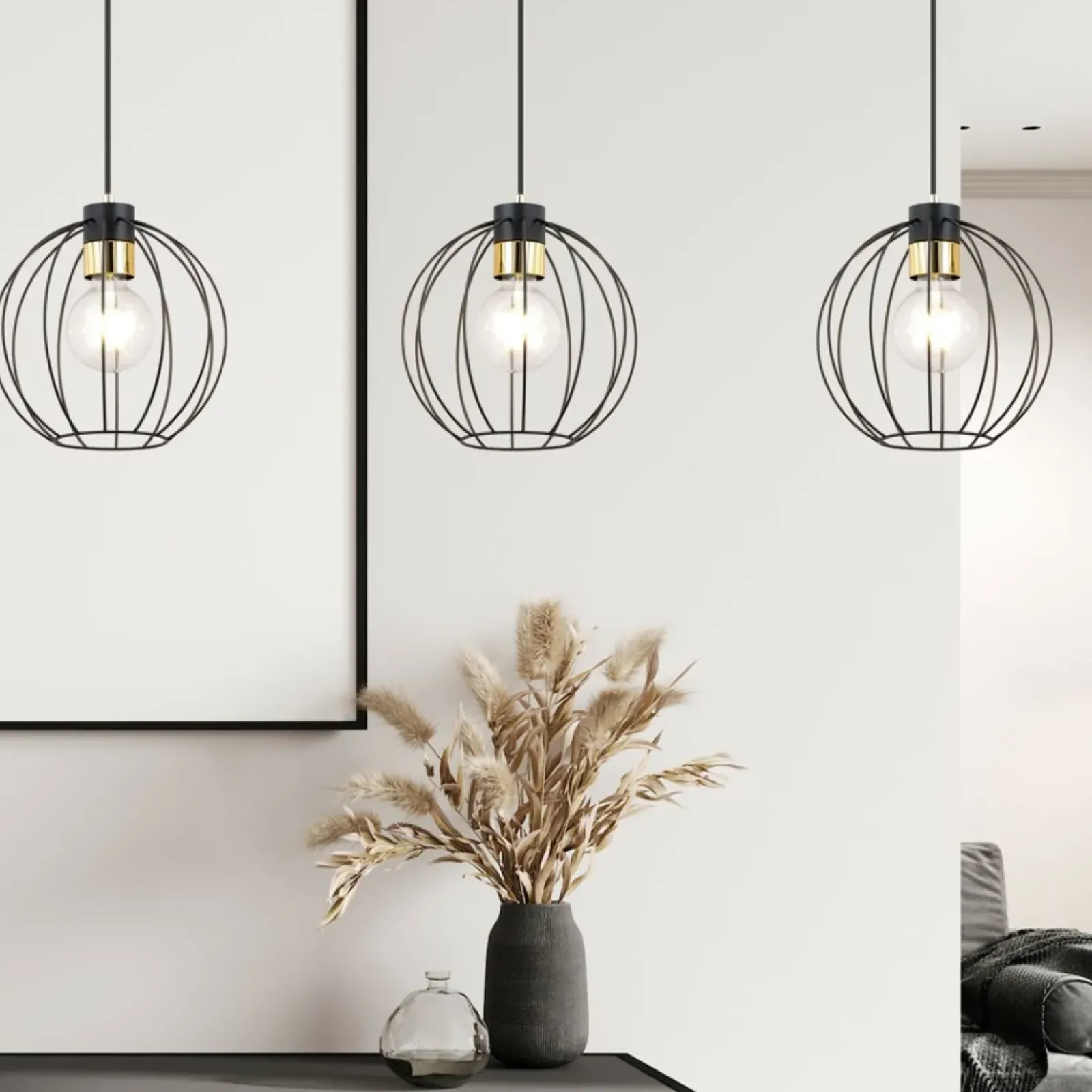 Sklep Kaja Symetryczna lampa wisząca na listwie czarno-złota 1222/3 z serii GINO Outlet