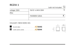 Sklep Kaja Szara lampa ścienna elewacyjna zewnętrzna AZ4344 REZIA | Kaja* Kinkiety Ogrodowe