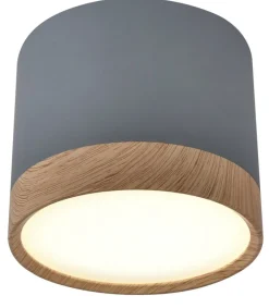 Sklep Kaja Szara lampa spot z drewnianą obwódką 2275925 TUBA | Kaja Oświetlenie* Lampy Led