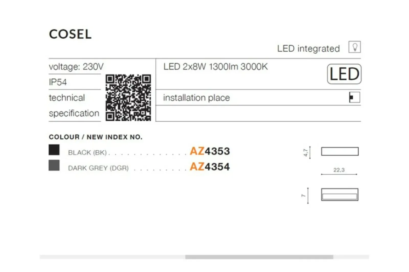 Sklep Kaja kinkiet elewacyjny dwukierunkowy LED AZ4354 COSEL | Kaja* Kinkiety Ogrodowe