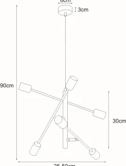 Sklep Kaja Sześcioramienna lampa wisząca K-4751 CAMARA | Kaja Oświetlenie czarny Sale