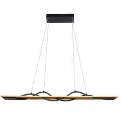 Sklep Kaja Szeroka, drewniana lampa LED nad stół PND-23848-30W-BK-GD CONATO | Kaja Store