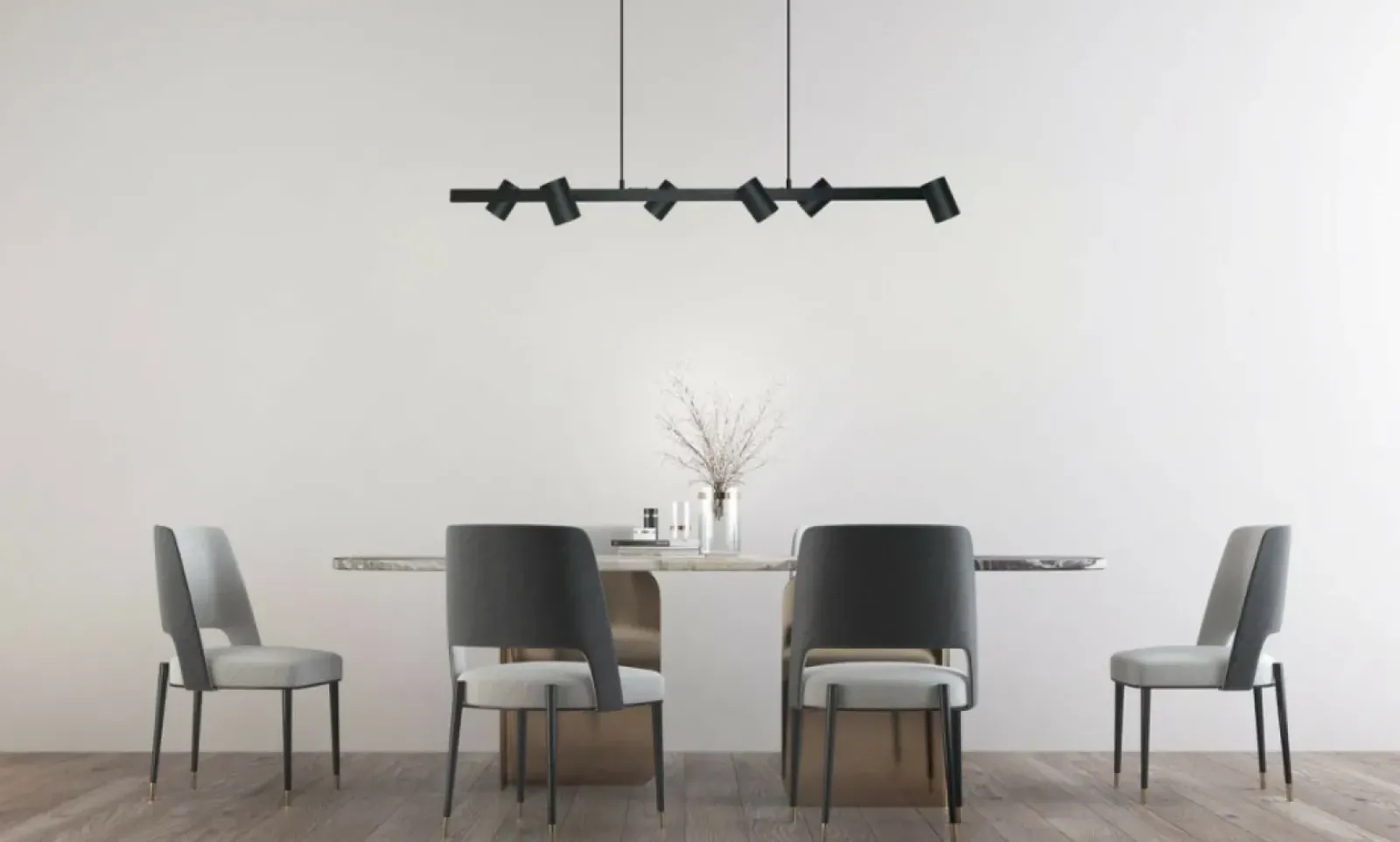 Sklep Kaja Szeroka lampa do oświetlenia stołu lub baru LP-731/6L BK SNOW | Kaja Sale