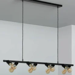 Sklep Kaja Szeroka lampa nad stół, na ozdobne żarówki ABR-RRN-8XE27 RETRO | Kaja czarny Best Sale
