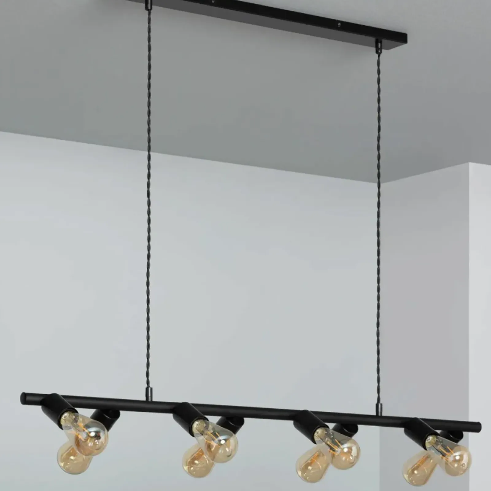 Sklep Kaja Szeroka lampa nad stół, na ozdobne żarówki ABR-RRN-8XE27 RETRO | Kaja czarny Best Sale