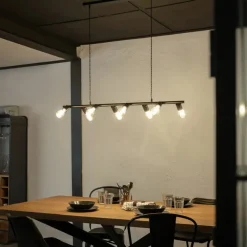 Sklep Kaja Szeroka lampa nad stół, na ozdobne żarówki ABR-RRN-8XE27 RETRO | Kaja czarny Best Sale
