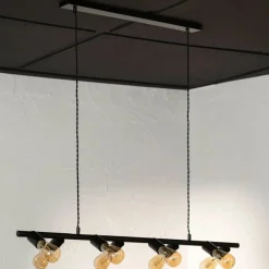 Sklep Kaja Szeroka lampa nad stół, na ozdobne żarówki ABR-RRN-8XE27 RETRO | Kaja czarny Best Sale