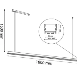 Sklep Kaja Szeroka lampa nad stół w jadalni 180cm 3000K ANT 1856 HIATE | Kaja Outlet