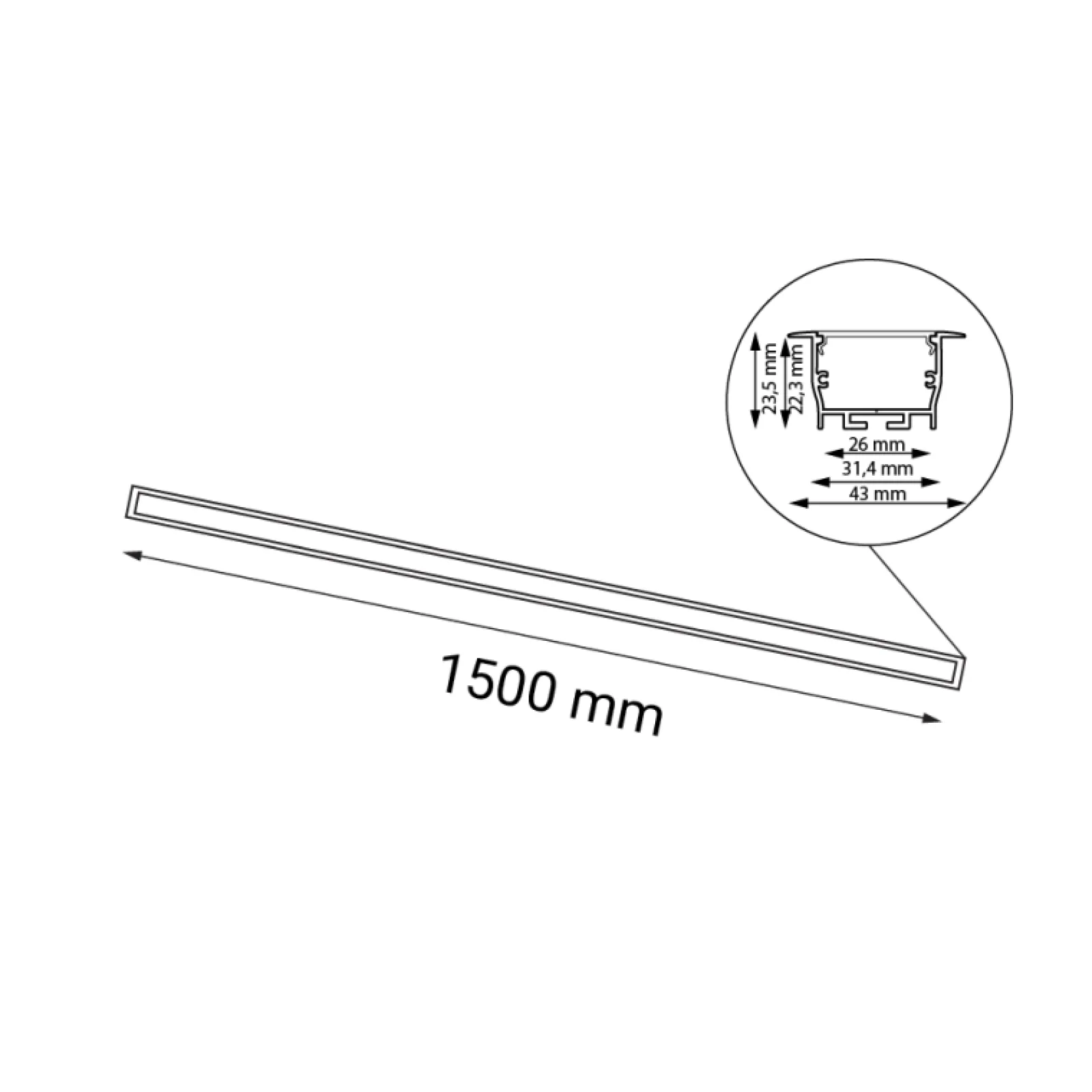 Sklep Kaja Szeroka lampa podtynkowa LED 150cm 4000K ANT 1835 HIATE | Kaja* Oprawy Podtynkowe|Lampy Led