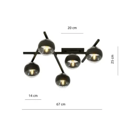 Sklep Kaja Szeroka lampa sufitowa z pięcioma kloszami 1105/5 SMART | Kaja Discount