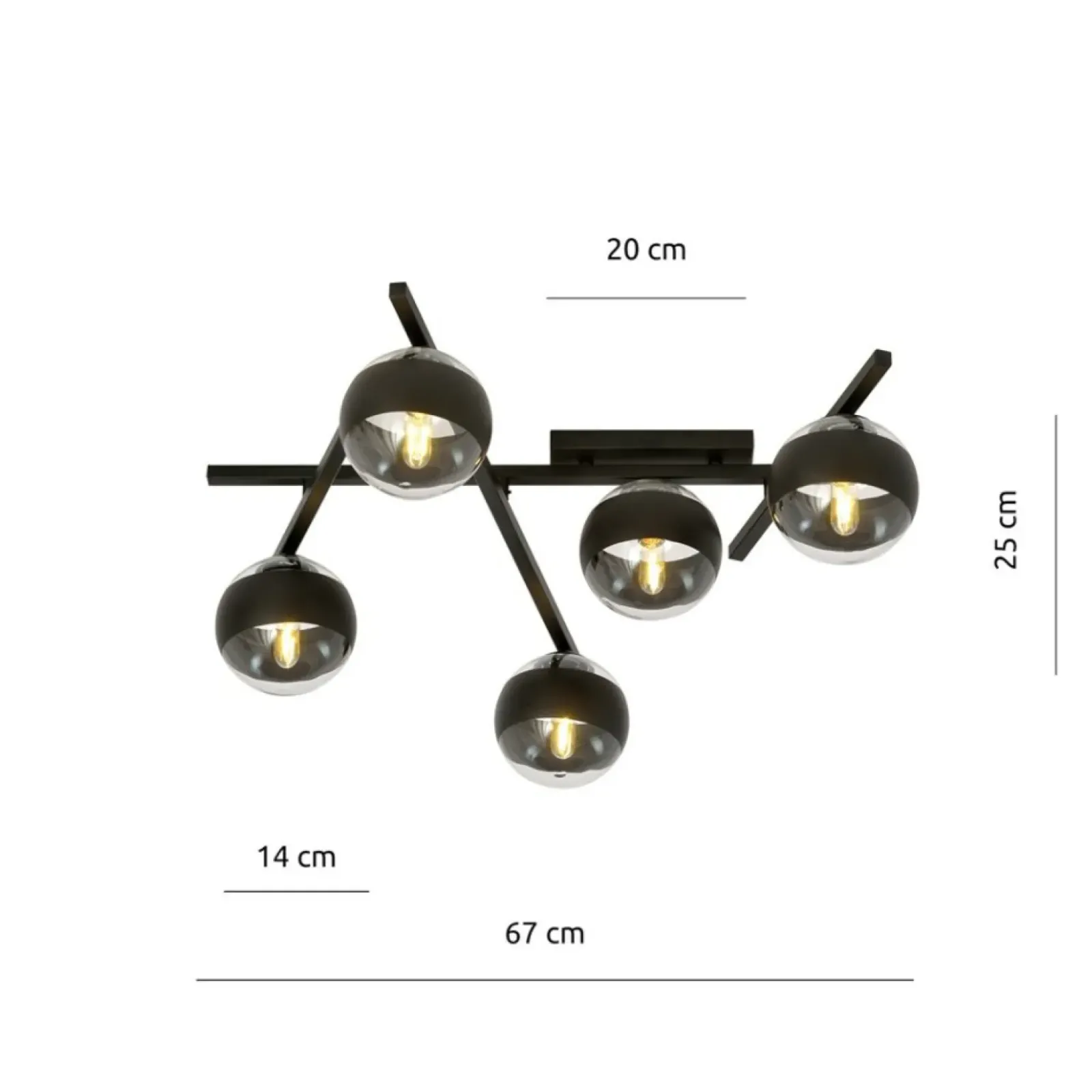 Sklep Kaja Szeroka lampa sufitowa z pięcioma kloszami 1105/5 SMART | Kaja Discount