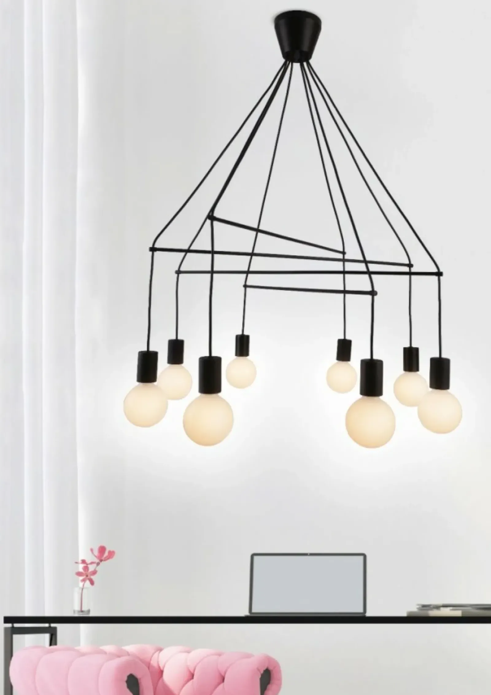 Sklep Kaja Szeroka lampa wisząca do wysokiego salonu 38-70951 ALTO | Kaja czarny Clearance