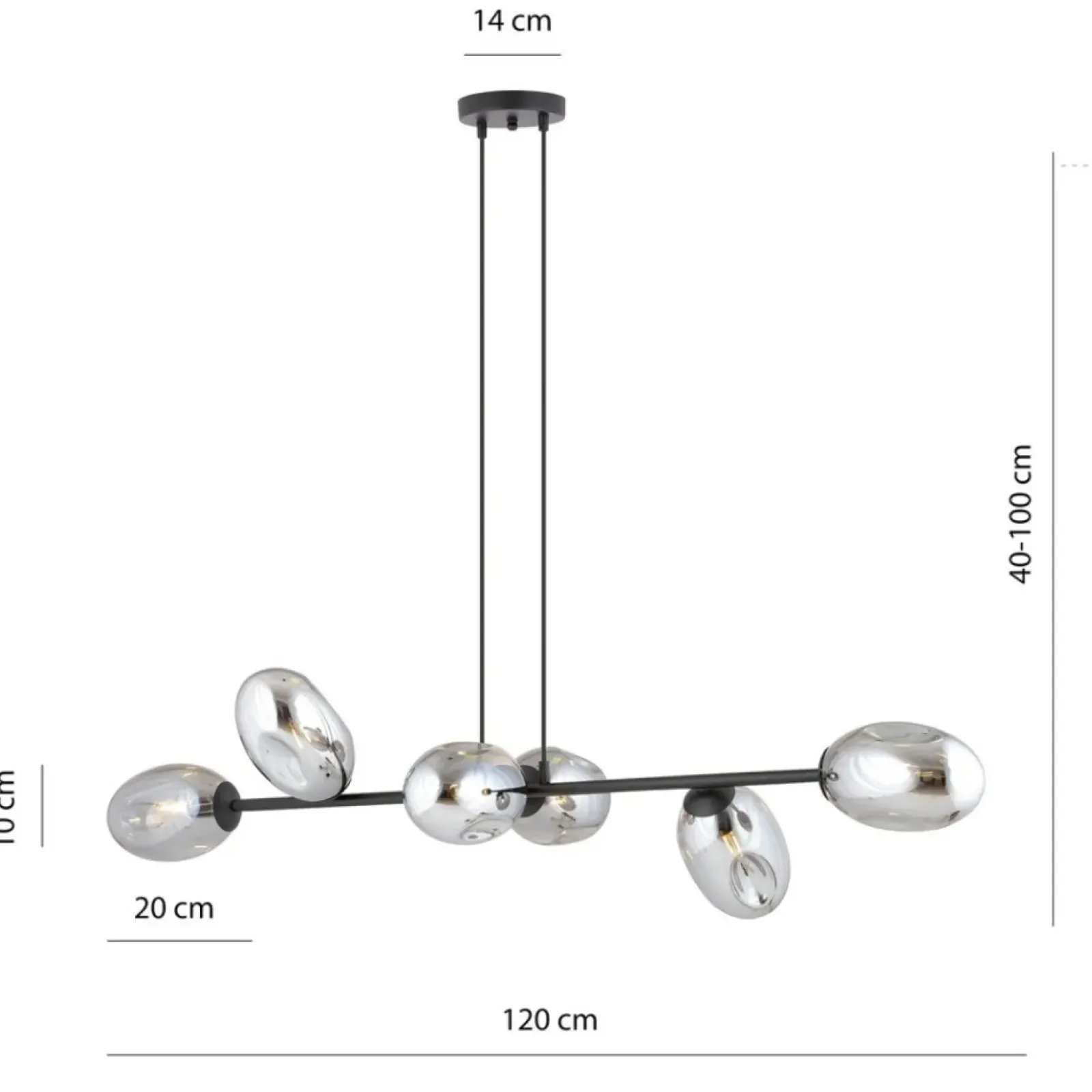 Sklep Kaja Szeroka lampa wisząca nad wyspę kuchenną 1263/6 z serii PANDORA | Kaja Hot