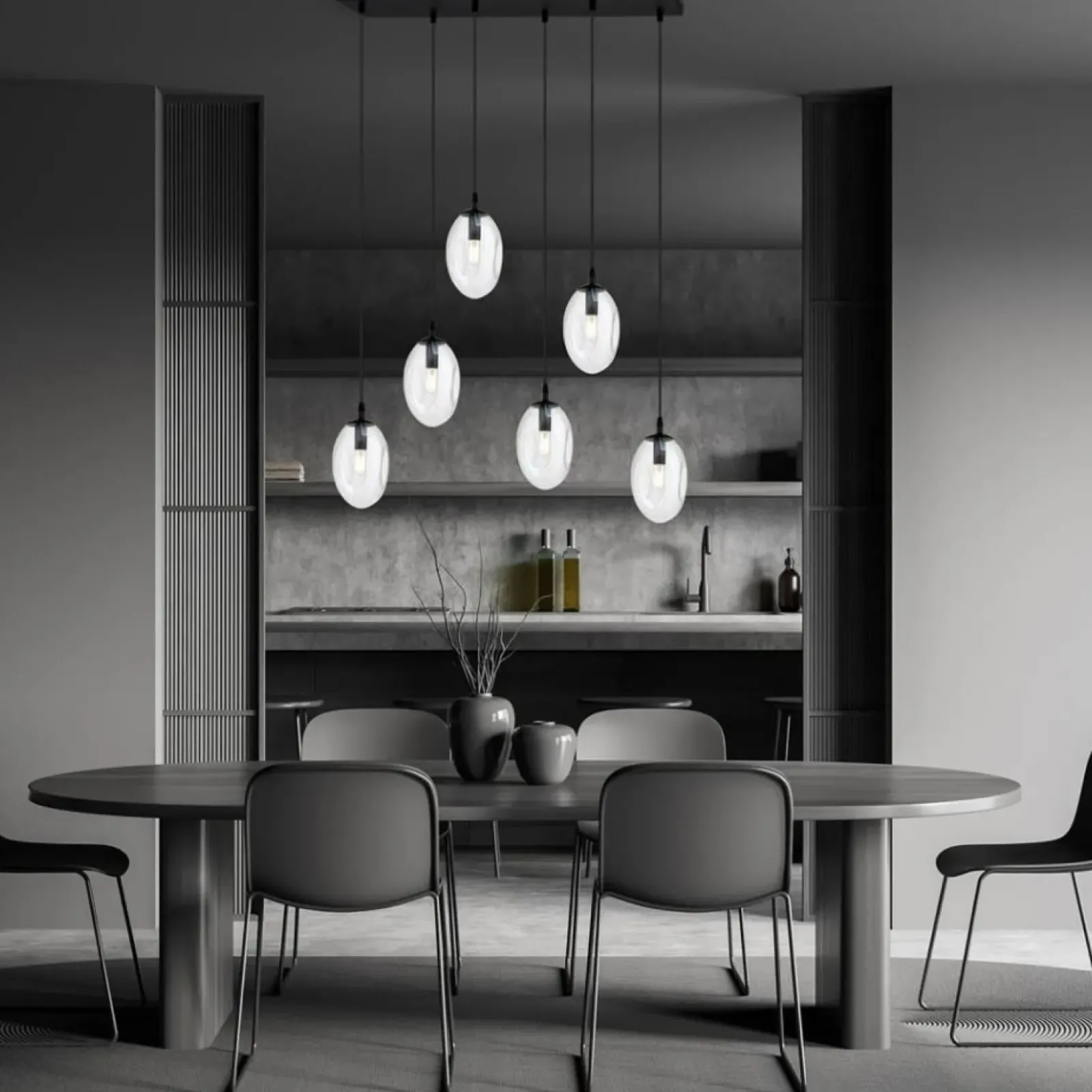 Sklep Kaja Szeroka lampa wisząca nad stół w salonie 1265/6 z serii ASTRAL | Kaja Clearance