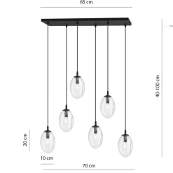 Sklep Kaja Szeroka lampa wisząca nad stół w salonie 1265/6 z serii ASTRAL | Kaja Clearance