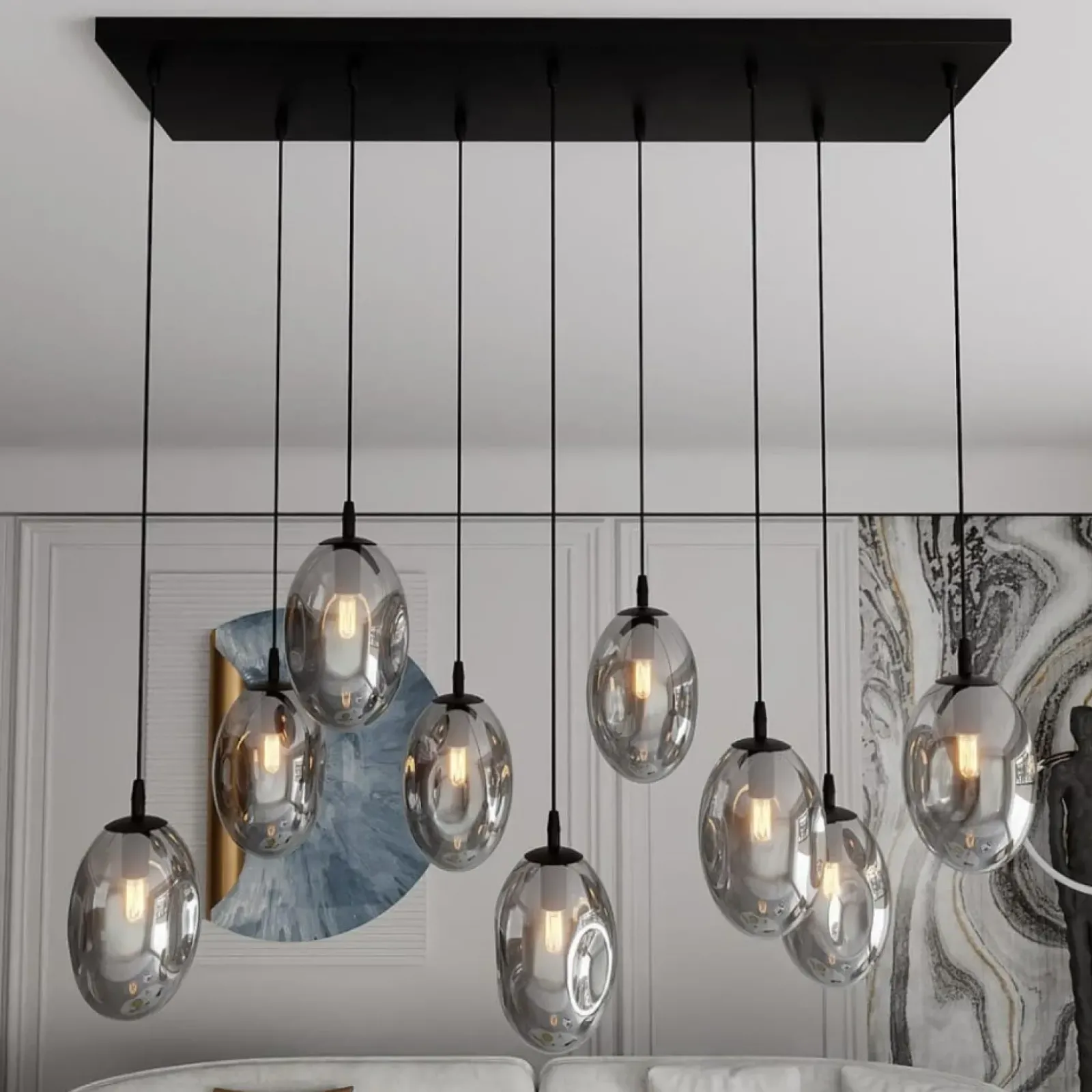 Sklep Kaja Szeroka lampa wisząca z ciemnymi kloszami 1266/9 z serii ASTRAL | Kaja Clearance