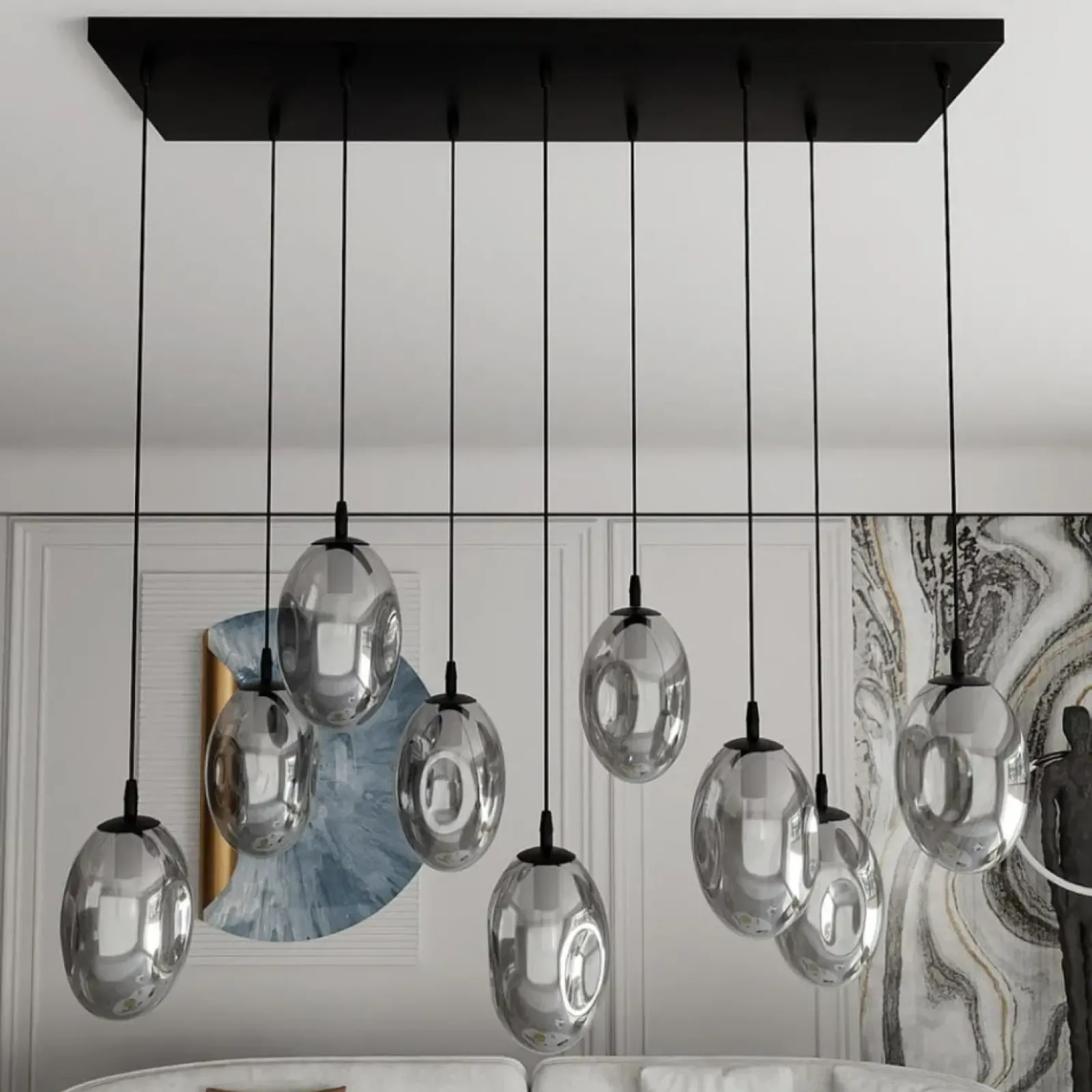 Sklep Kaja Szeroka lampa wisząca z ciemnymi kloszami 1266/9 z serii ASTRAL | Kaja Clearance