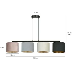 Sklep Kaja Szeroka lampa wisząca z kolorowymi abażurami 1055/4 HILDE | Kaja Sale