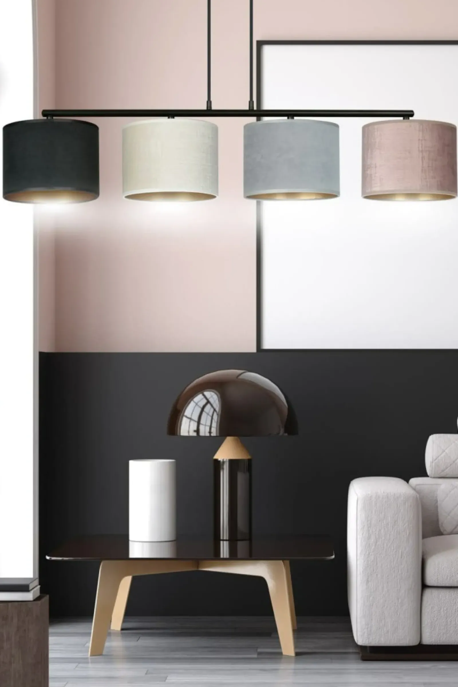 Sklep Kaja Szeroka lampa wisząca z kolorowymi abażurami 1055/4 HILDE | Kaja Sale