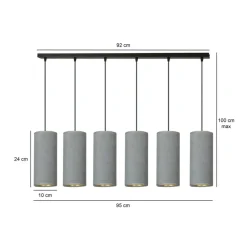Sklep Kaja Szeroka lampa wisząca z szaro-złotymi abażurami 1060/6 BENTE | Kaja Store