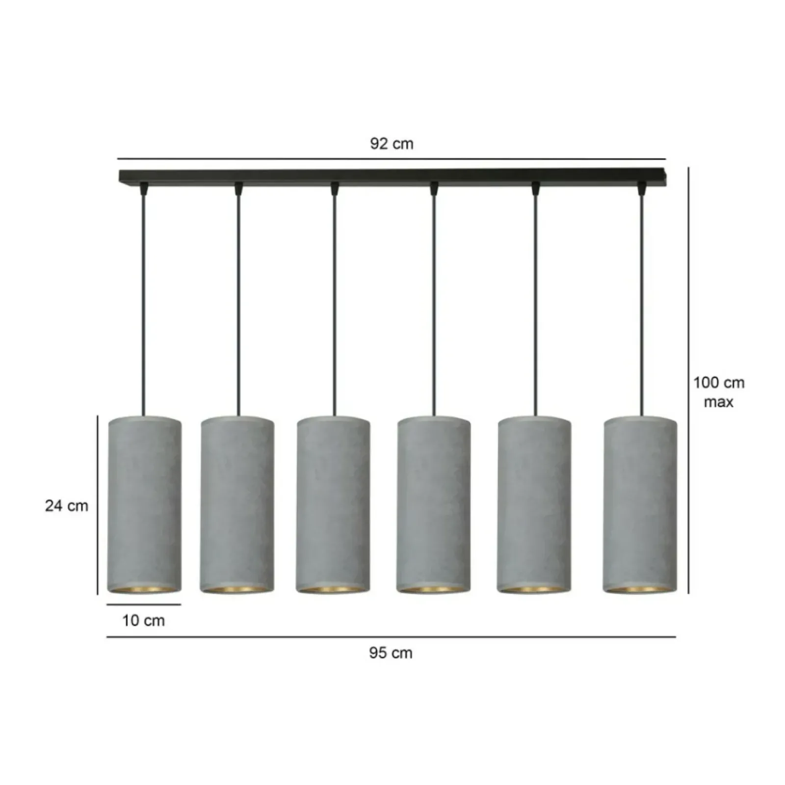 Sklep Kaja Szeroka lampa wisząca z szaro-złotymi abażurami 1060/6 BENTE | Kaja Store