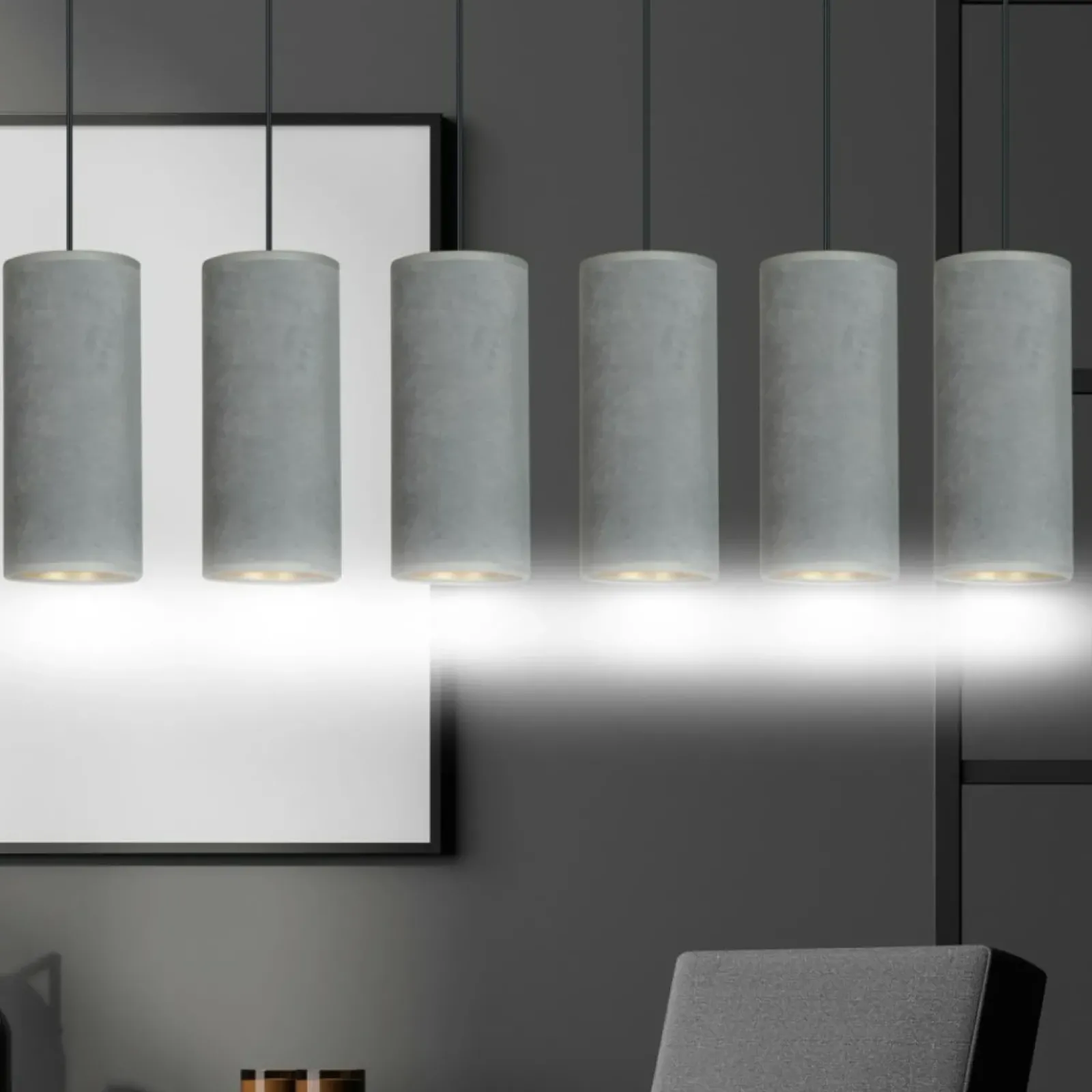 Sklep Kaja Szeroka lampa wisząca z szaro-złotymi abażurami 1060/6 BENTE | Kaja Store