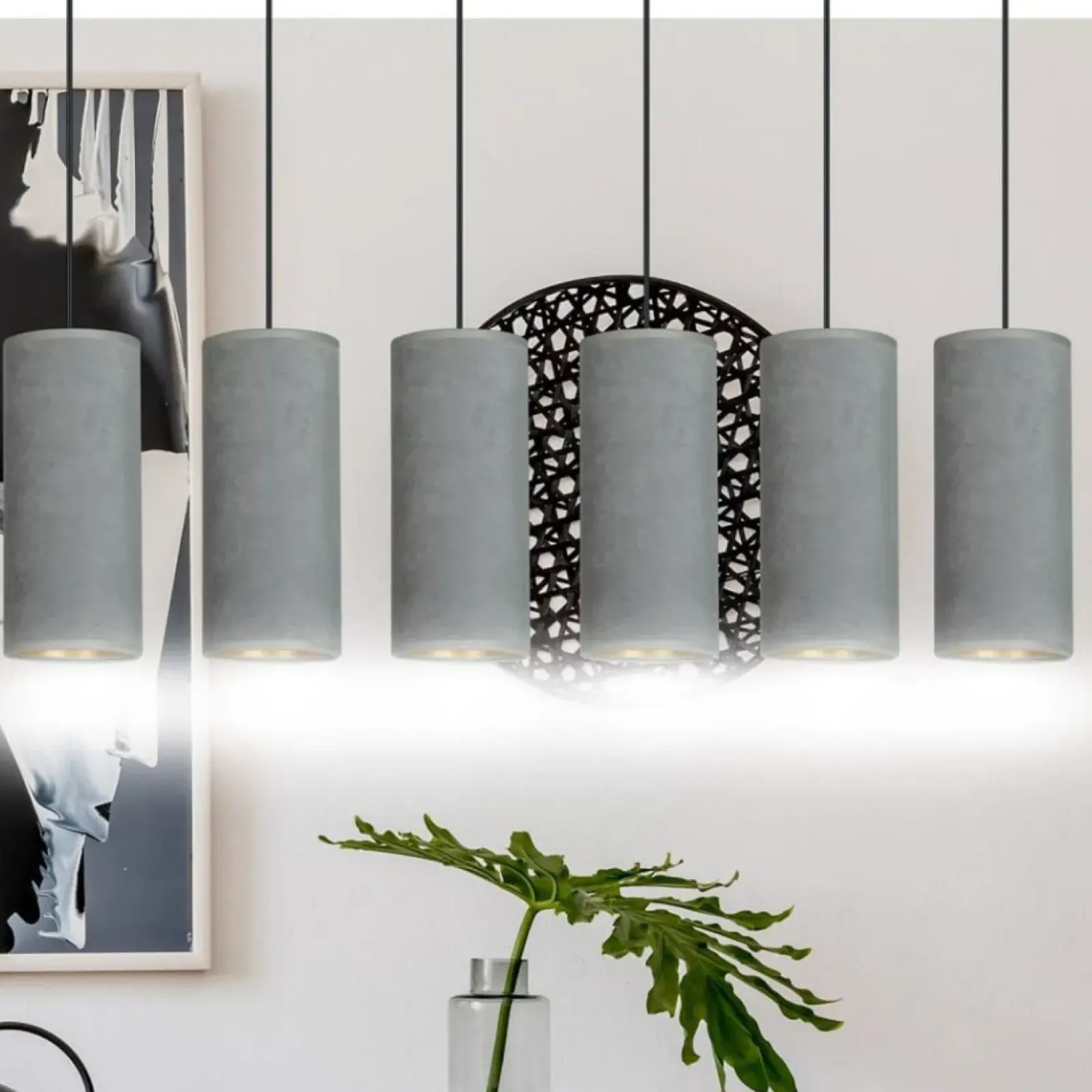 Sklep Kaja Szeroka lampa wisząca z szaro-złotymi abażurami 1060/6 BENTE | Kaja Store
