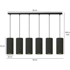 Sklep Kaja Szeroka lampa wisząca z wąskimi abażurami 1067/6 BENTE | Kaja czarny Discount