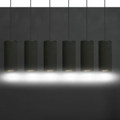 Sklep Kaja Szeroka lampa wisząca z wąskimi abażurami 1067/6 BENTE | Kaja czarny Discount