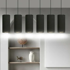 Sklep Kaja Szeroka lampa wisząca z wąskimi abażurami 1067/6 BENTE | Kaja czarny Discount