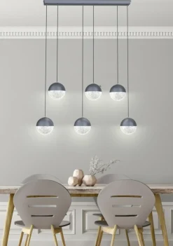 Sklep Kaja Szeroka, ledowa lampa wisząca do salonu A0031-360 FURNI | Kaja szary Outlet