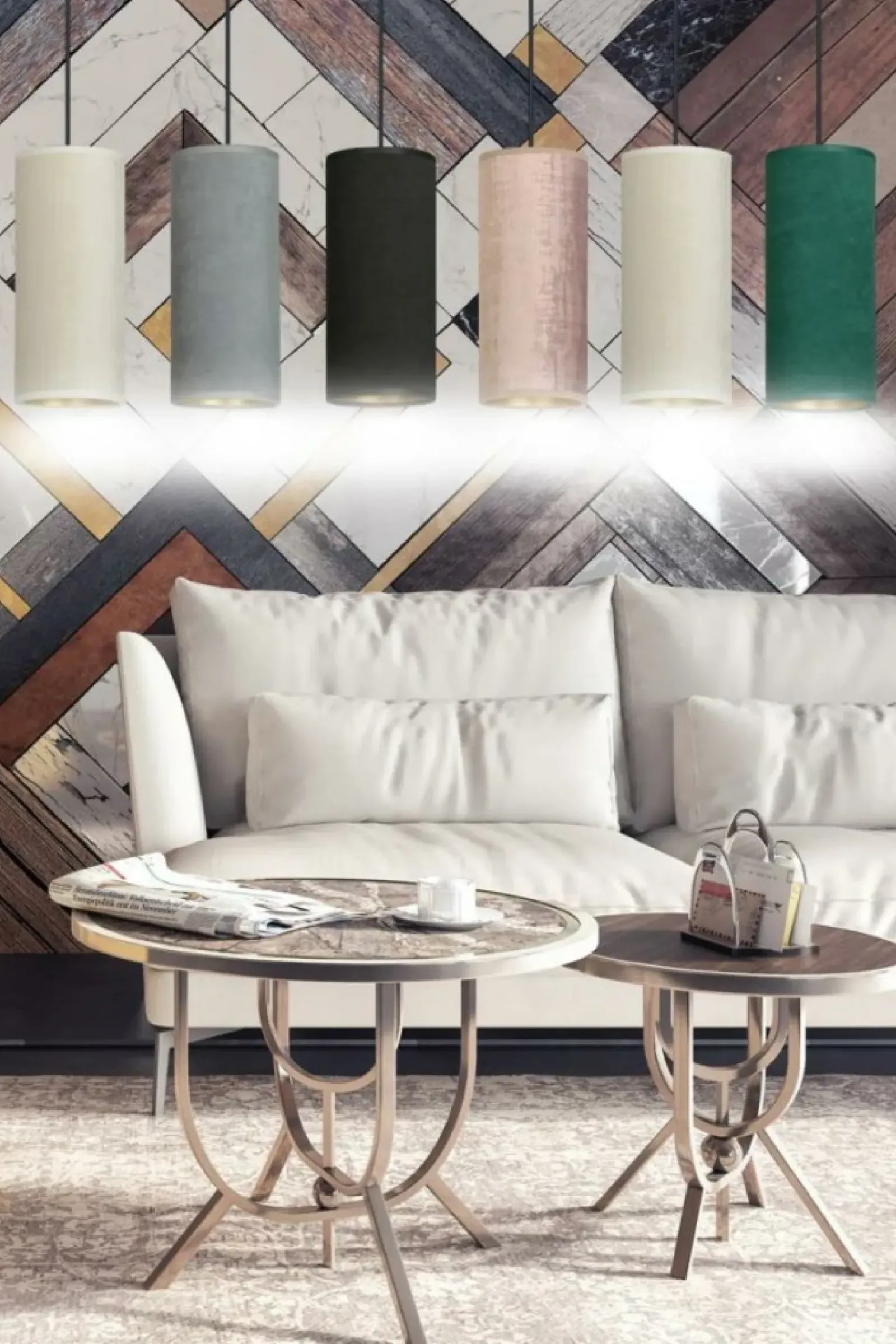 Sklep Kaja Szeroka listwa z różnokolorowymi abażurami 1068/6 BENTE | Kaja Fashion