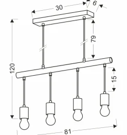Sklep Kaja Szeroka, rustykalna lampa wisząca 34-77929 IZZY | Kaja Oświetlenie czarny Clearance