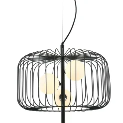 Sklep Kaja Szeroki, druciany klosz na zwisie MDM-3936/3 BK DAREN | Kaja Shop