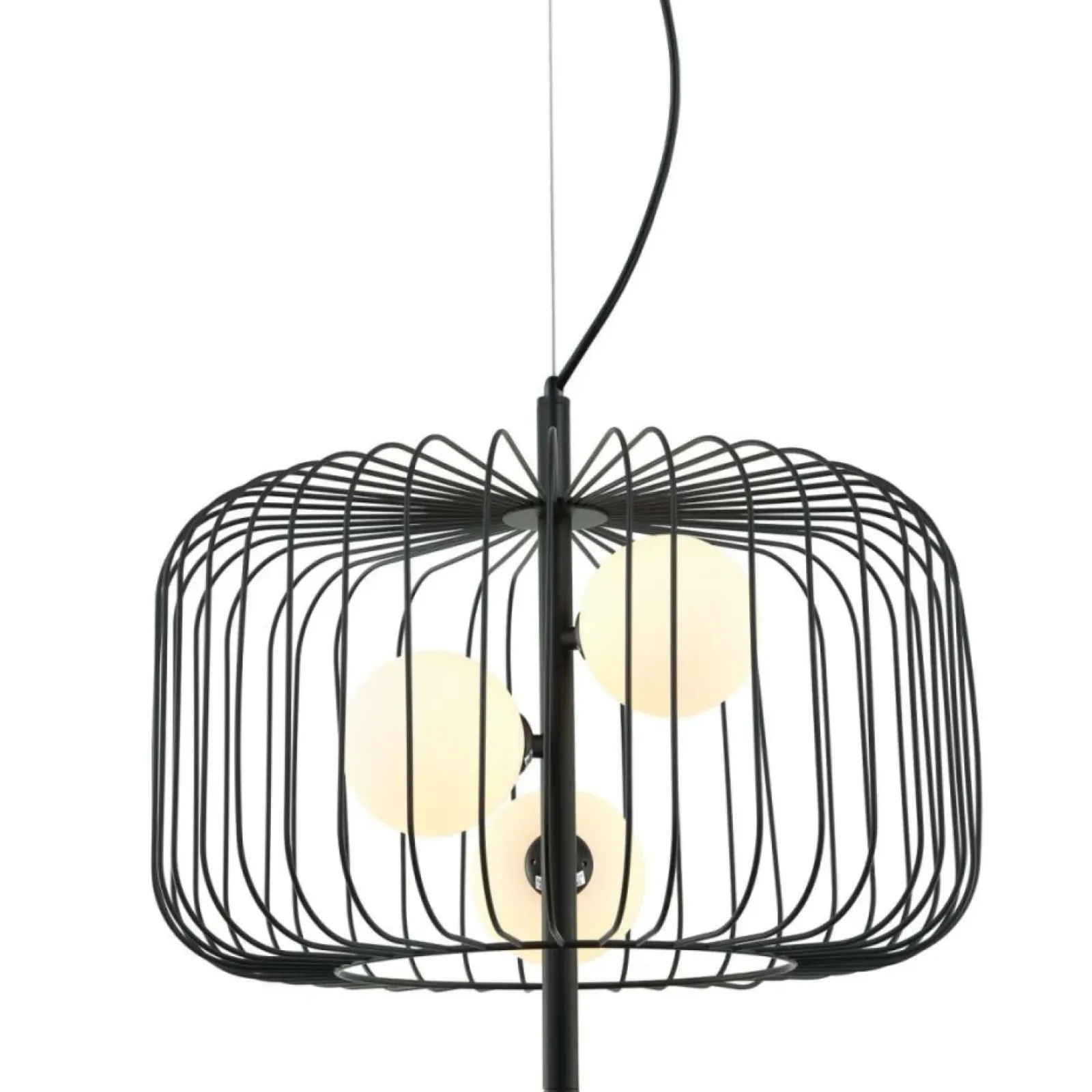 Sklep Kaja Szeroki, druciany klosz na zwisie MDM-3936/3 BK DAREN | Kaja Shop