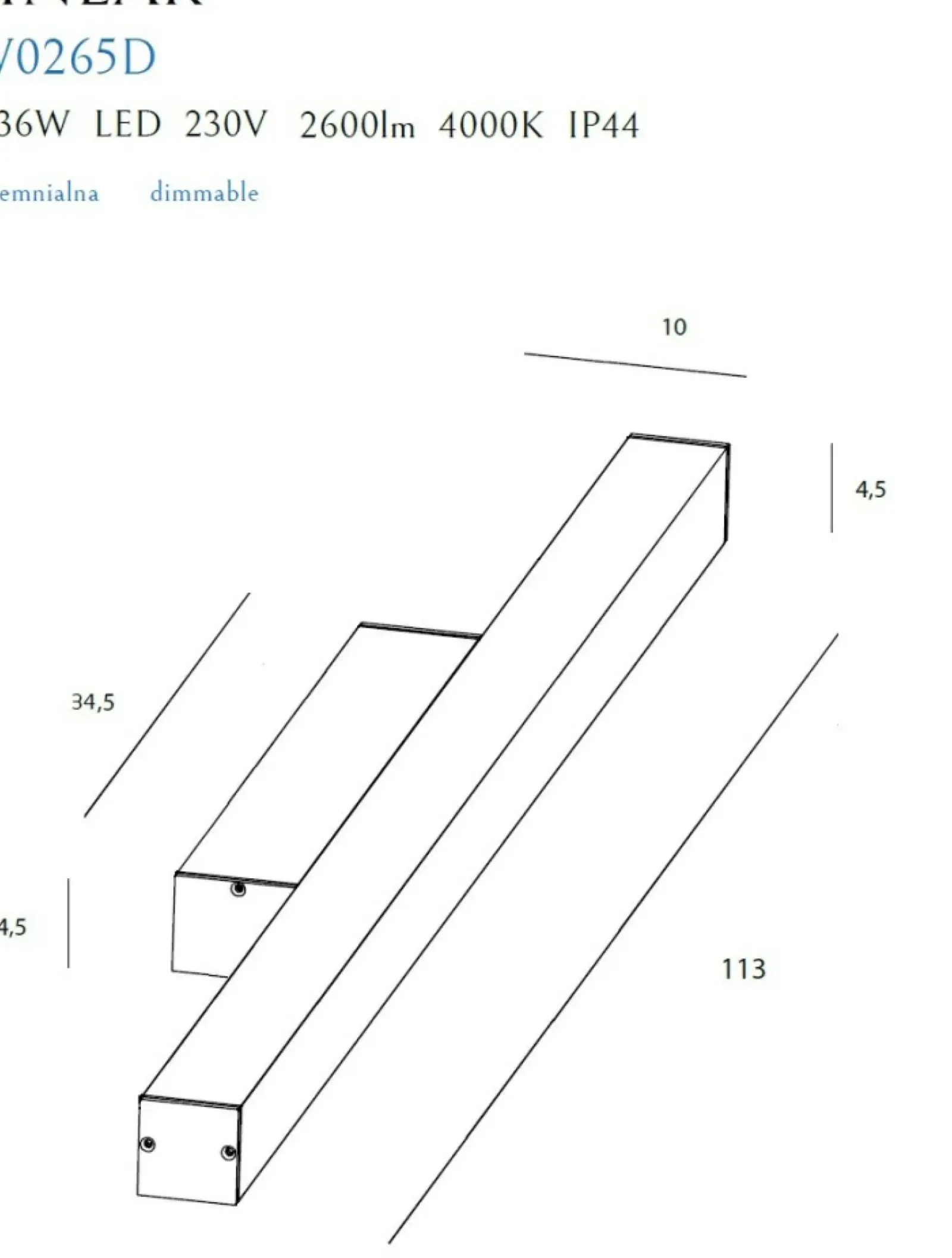 Sklep Kaja Szeroki kinkiet LED do łazienki 113cm MX W0265 LINEAR | Kaja* Lampy Led|Lampy Do Łazienki