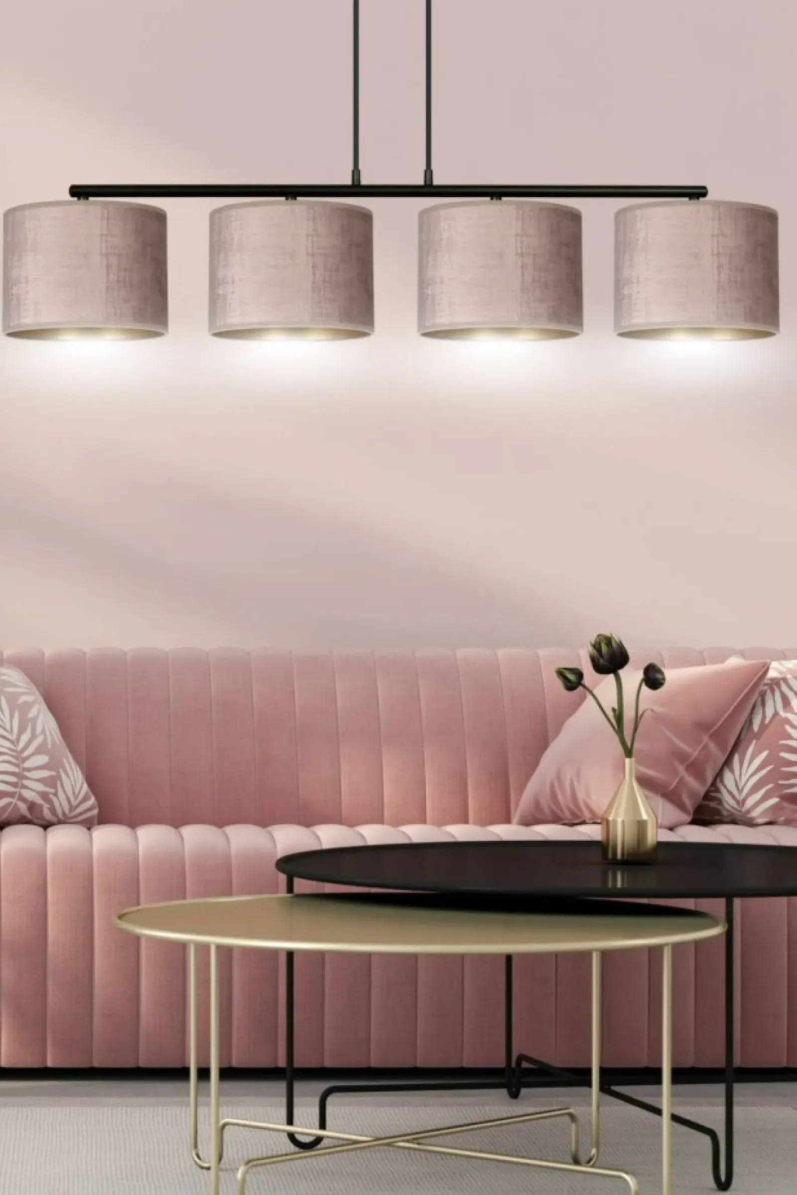Sklep Kaja Szeroki żyrandol z różowymi abażurami 1053/4 HILDE | Kaja Oświetlenie Shop