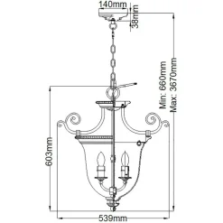Sklep Kaja Szklana lampa wisząca, pałacowa HK-CAMBRIDGE-P-S z serii CAMBRIDGE* Randole Tradycyjne