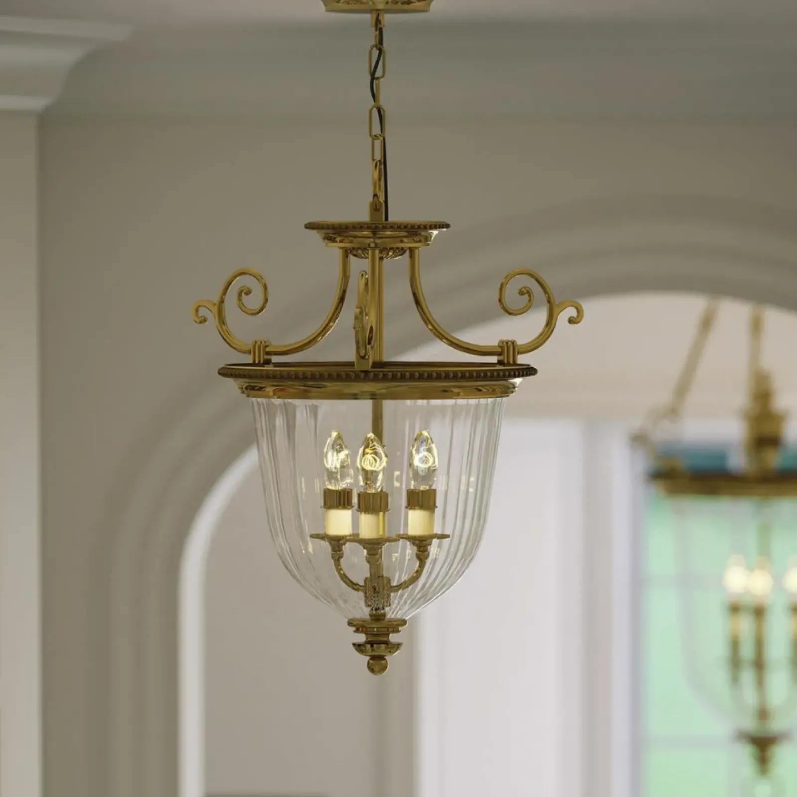 Sklep Kaja Szklana lampa wisząca, pałacowa HK-CAMBRIDGE-P-S z serii CAMBRIDGE* Randole Tradycyjne