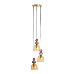 Sklep Kaja Szklana lampa wisząca w stylu art. Deco ABR-3KOLOK-A KOLORENO | Kaja bursztynowy Hot